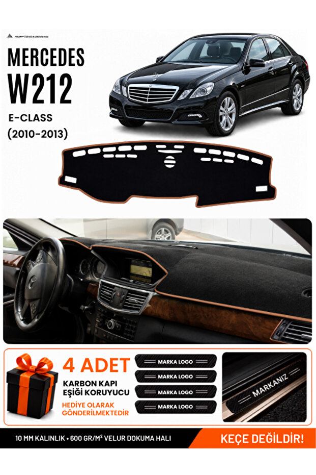 Mercedes W212 (2010-2013) Compatible Glove Box Cover, Glove Box Case - Black-Brown - Mb014