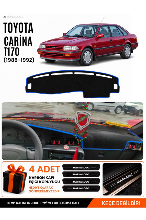 Toyota Carina T170 (1988-1992) Compatible Dashboard Cover, Dashboard Case - Black-Blue - To008