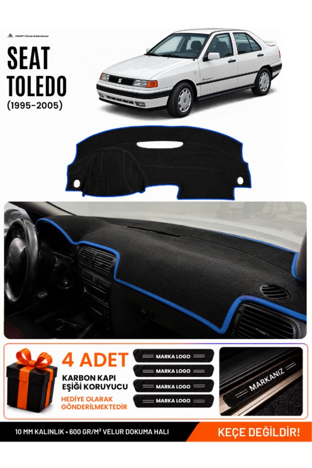 Seat Toledo (1995-2005) Compatible Glove Box Protection, Glove Box Cover, Glove Box Case - Black-Blue - Se010