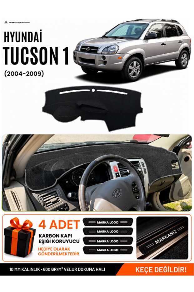 Hyundai Tucson 1 (2004-2009) Compatible Glove Box Cover, Glove Box Case - Black-Grey - Hu033