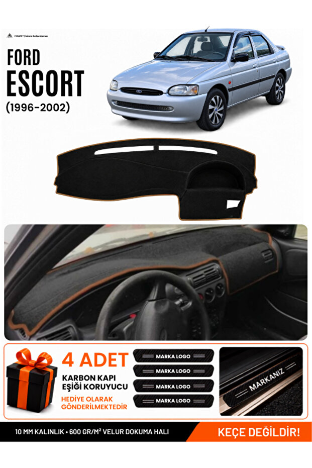 Ford Escort (1996-2002) Compatible Glove Box Cover, Glove Box Case - Black-Brown - Fo014
