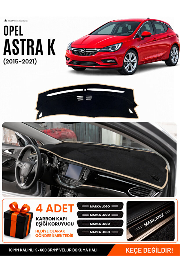 Opel Astra K (2015-2021) Compatible Glove Box Protection, Glove Box Cover, Glove Box Case - Black-Beige - Op005
