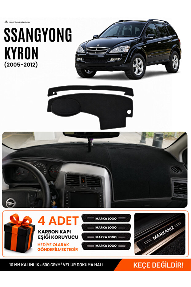 Ssangyong Kyron (2005-2012) Compatible Glove Box Protection, Glove Box Cover, Glove Box Case - Black - Ss001