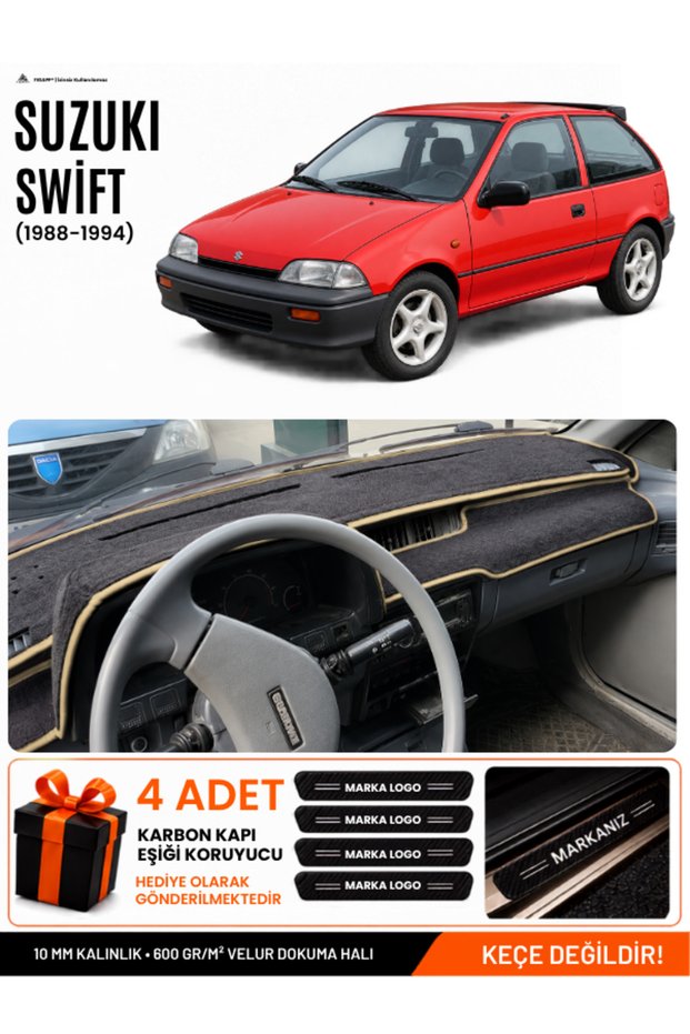 Suzuki Swi̇ft (1988-1994) Compatible Glove Box Protection, Glove Box Cover, Glove Box Case - Black-Beige - Sz002