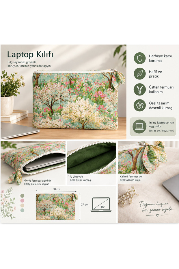 16 Inch Laptop Case 38X27 cm Nature Pattern Zipper Case