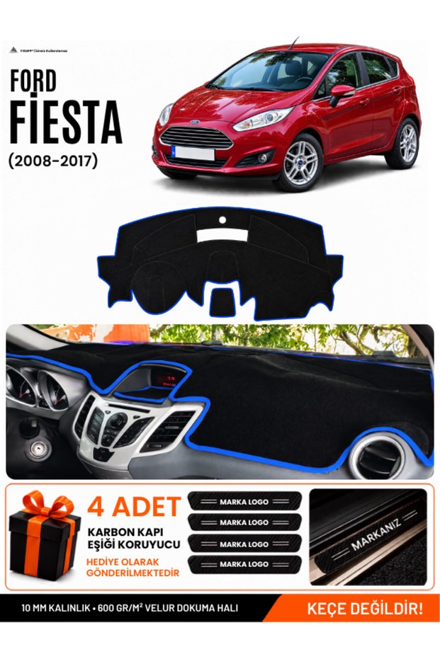 Ford Fi̇esta (2008-2017) Compatible Glove Box Protection, Glove Box Cover, Glove Box Case - Black-Blue - Fo008