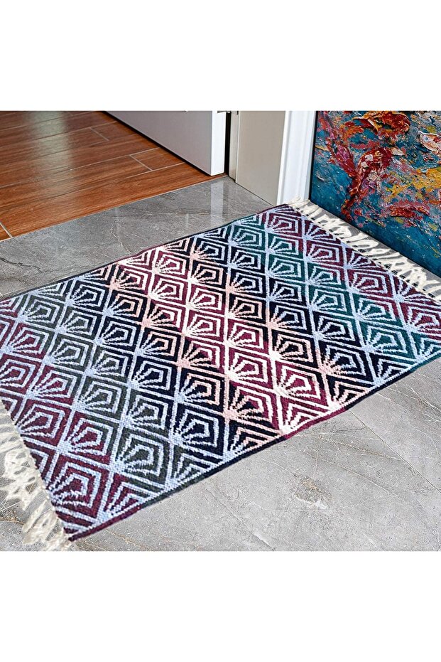 Traditional Ethnic Geometric Handwoven Cotton Area Rug – 29 x 46 Inches