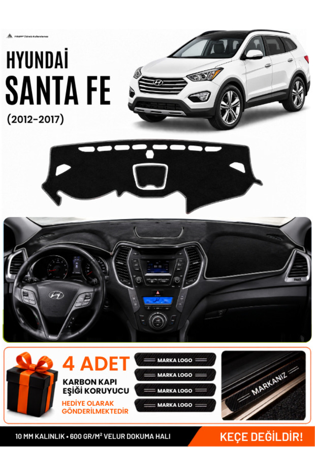 Hyundai Santa Fe (2012-2017) Compatible Glove Box Cover, Glove Box Case - Black-Grey - Hu026