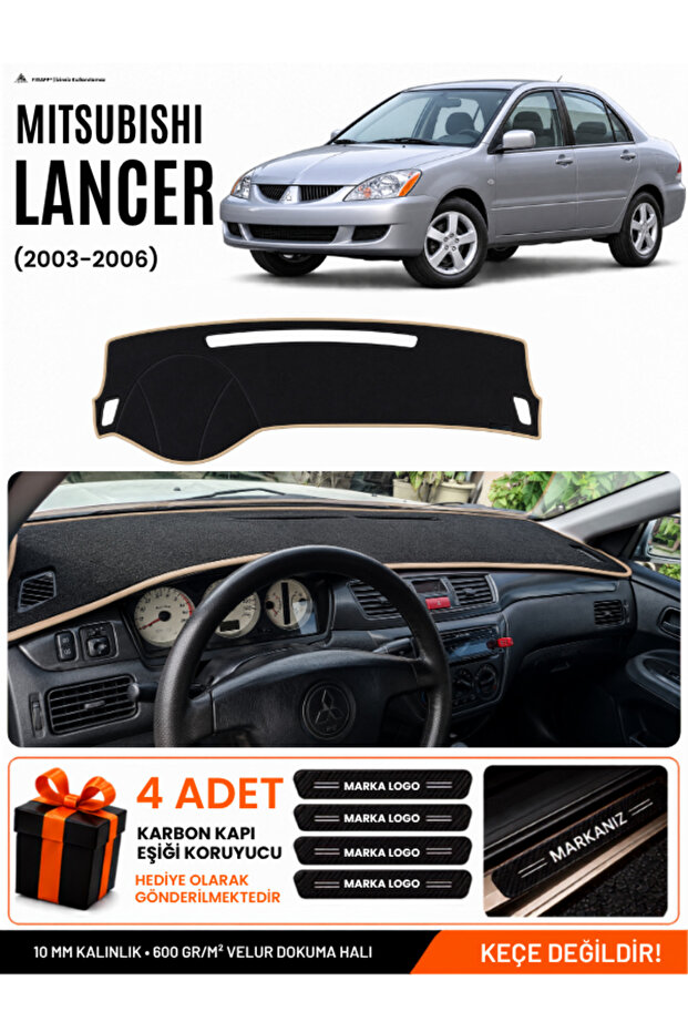 Mitsubishi Lancer (2003-2006) Compatible Glove Box Cover, Glove Box Case - Black-Beige - Mi013