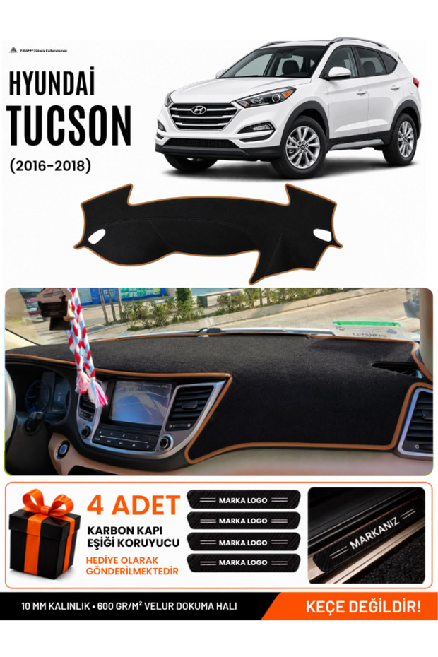 Hyundai Tucson (2016-2018) Compatible Glove Box Cover, Glove Box Case - Black-Brown - Hu035