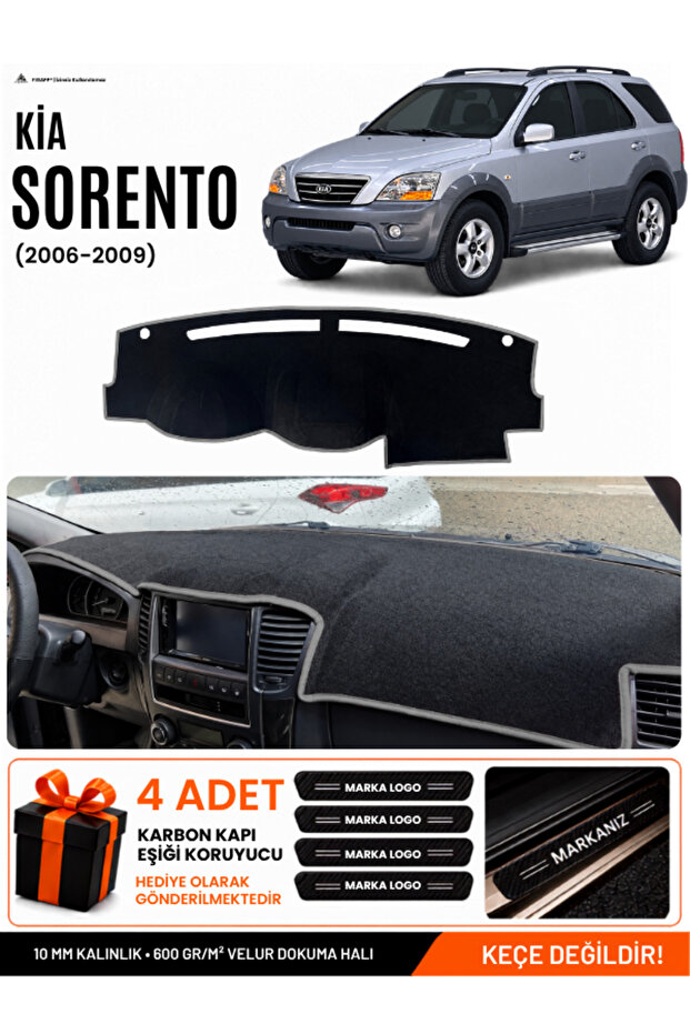 Kia Sorento (2006-2009) Compatible Glove Box Protection, Glove Box Cover, Glove Box Case - Black-Gray - Ki018