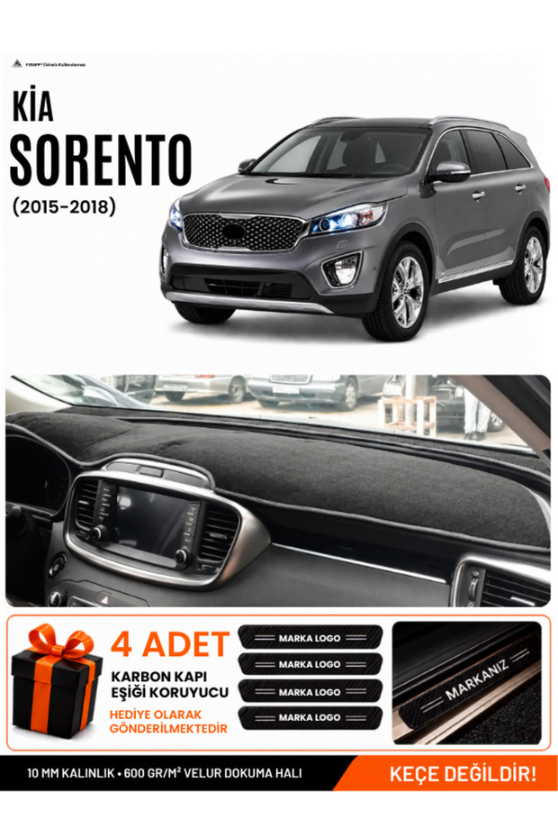 Kia Sorento (2015-2018) Compatible Glove Box Protection, Glove Box Cover, Glove Box Case - Black-Grey - Ki020