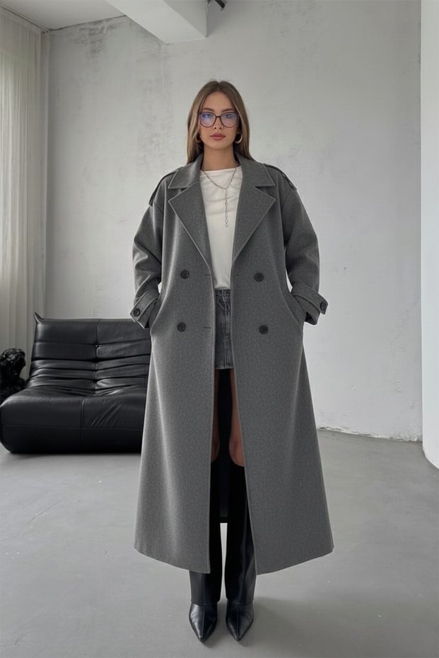 Belted New Season Lined Premium Quality Comfortable Fit Women's Cashmere Coat