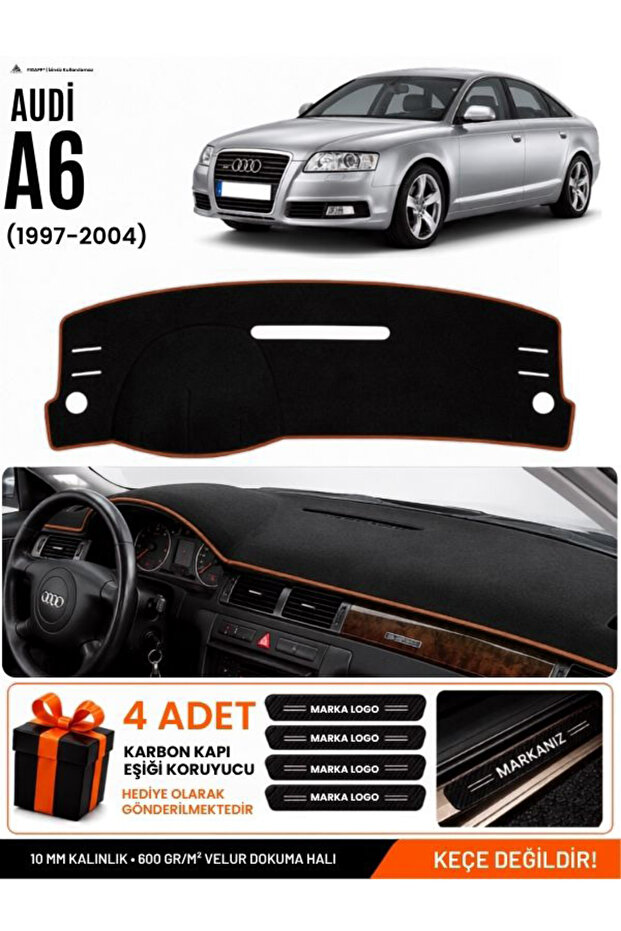Audi A6 (1997-2004) Compatible Glove Box Protection, Glove Box Cover, Glove Box Case - Black-Brown - Au003