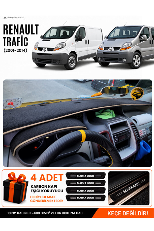 Renault Trafic (2001-2014) Compatible Glove Box Protection, Glove Box Cover, Glove Box Case - Black-Beige - Re046
