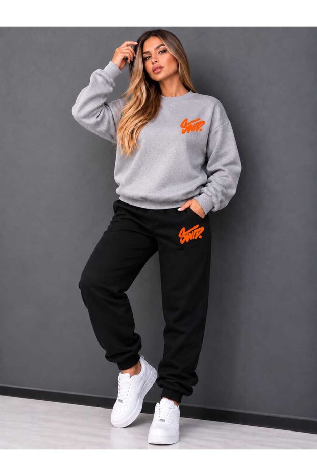 Zero Collar Sweat Suit 2-Piece Combination Winter Shardoon Swid Printed Women'S/Men's Unisex Model