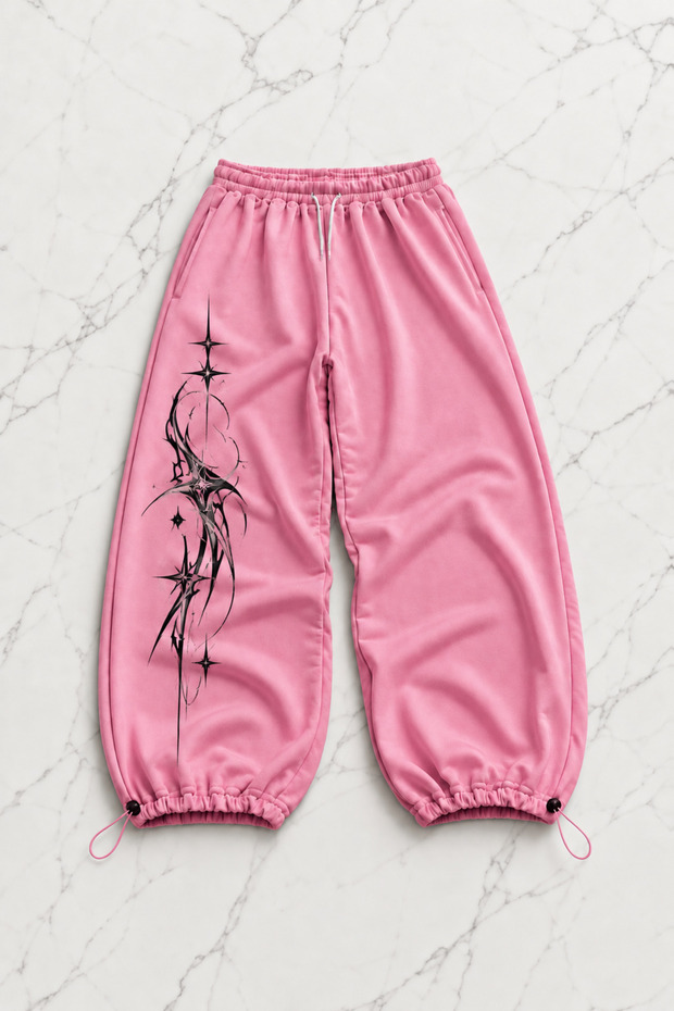 Pink Star Light Printed Baggy Unisex Sweatpants