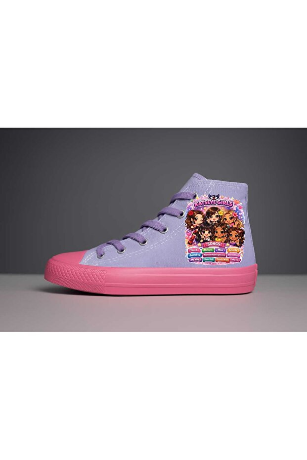 Katseyegirls Printed Lace-Up Girls' Sneakers