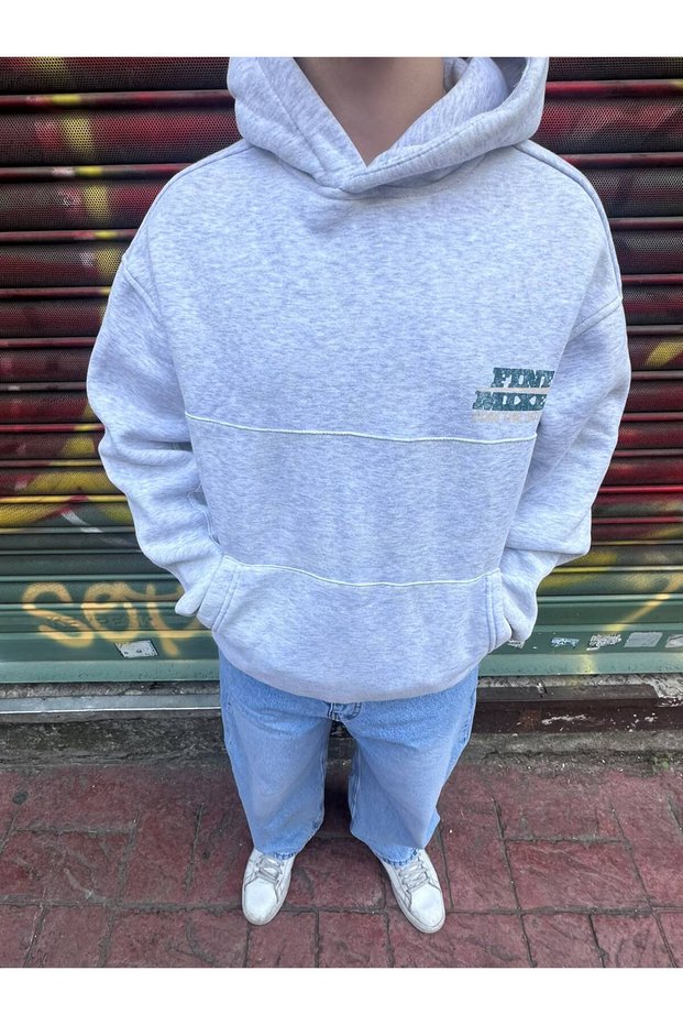 Oversize Yıkamalı Kapüşonlu Sweatshirt