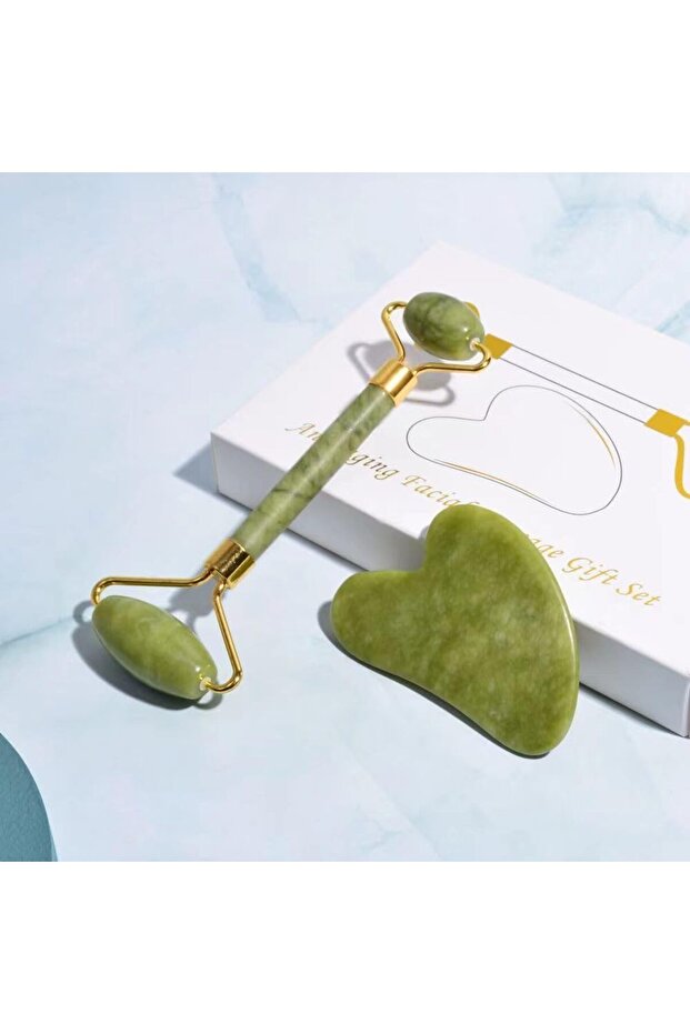 Jade Roller and Gua Sha Anti-Aging Facial Massage Set