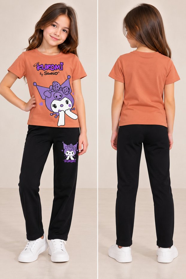 Girl's Short Sleeve Kromi Printed T-Shirt and Leggings 2-Piece Set