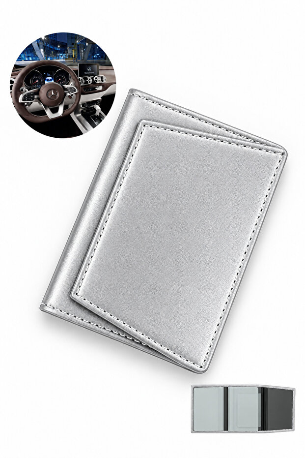 Car License Holder Wallet - 3-Flap Vehicle License Case - Car License Protector - License Protection Case - License Wallet (Silver)