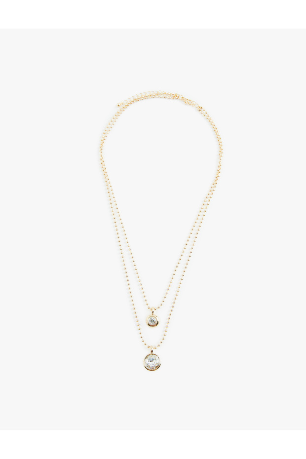 2-Piece Crystal Stone Layered Adjustable Chain Necklace