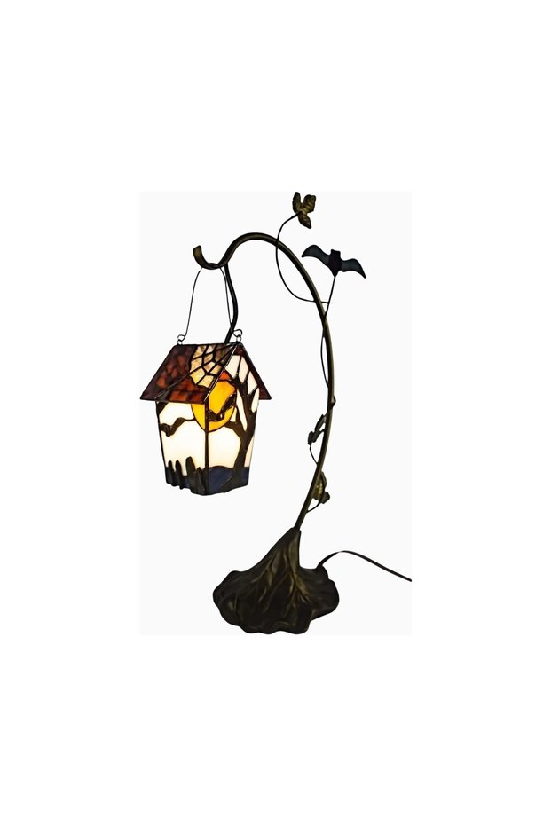 Style Stained Glass Handcrafted, Birdhouse Table Lamp