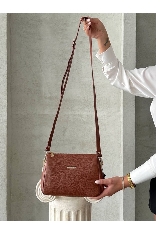 Derkon 100% Genuine Leather Women's Shoulder Bag Tan