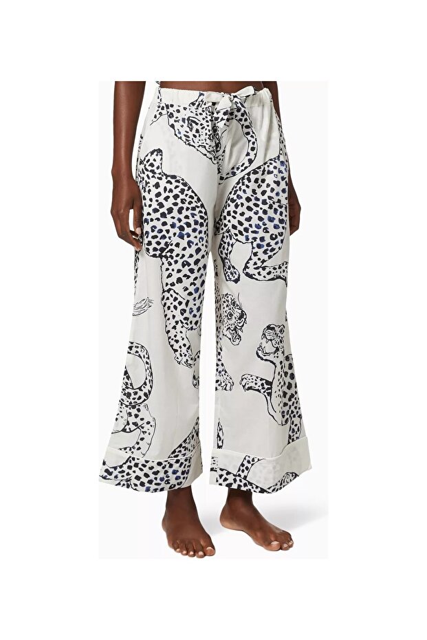 & Dempsey the Jag Women's Luxury Cotton Pajama Pants Wide Leg with Jaguar Pattern
