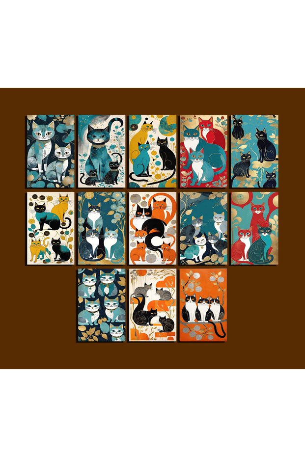 Cat Themed Postcard Set (10X15 cm 13 Pieces)