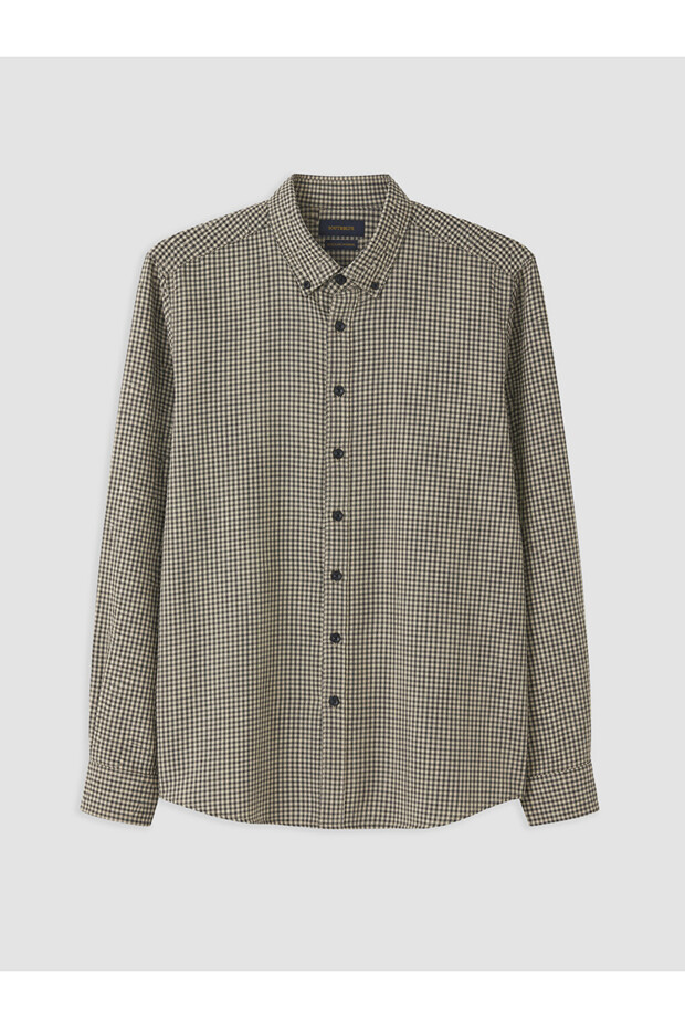Rmz Gi̇yi̇m Farkiyla Standard Fit Checkered Embroidered Men's Lumberjack Shirt