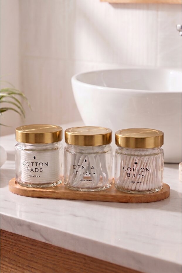 3-piece bathroom organizer set with stand