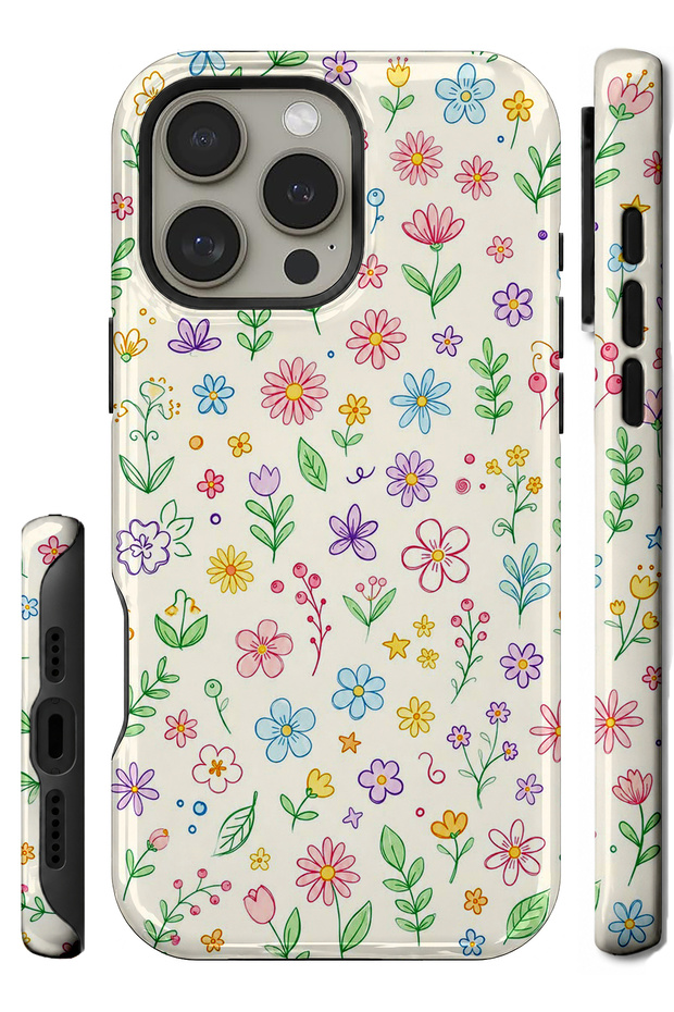 Compatible with iPhone 12 Pro Max - Colorful Flowers, Double Layer Cover, Glossy Surface Protective Case