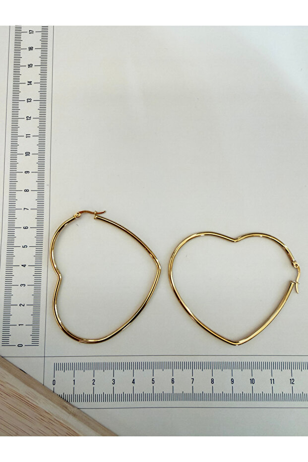 Stainless Steel Heart Model Hoop Earrings 68mm