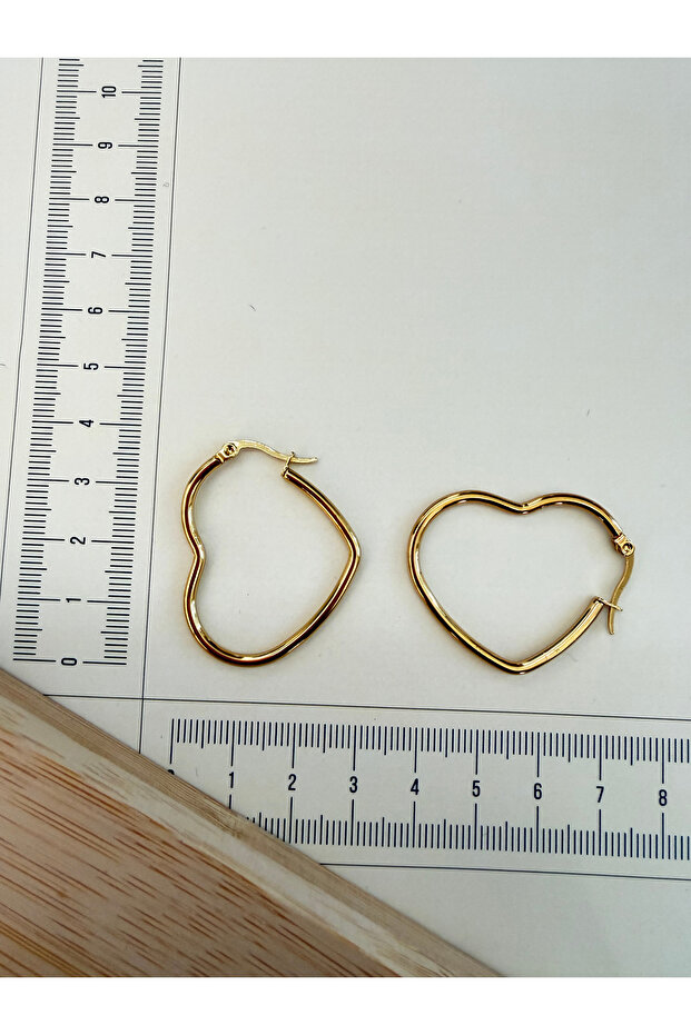 Stainless Steel Heart Model Hoop Earrings 38mm