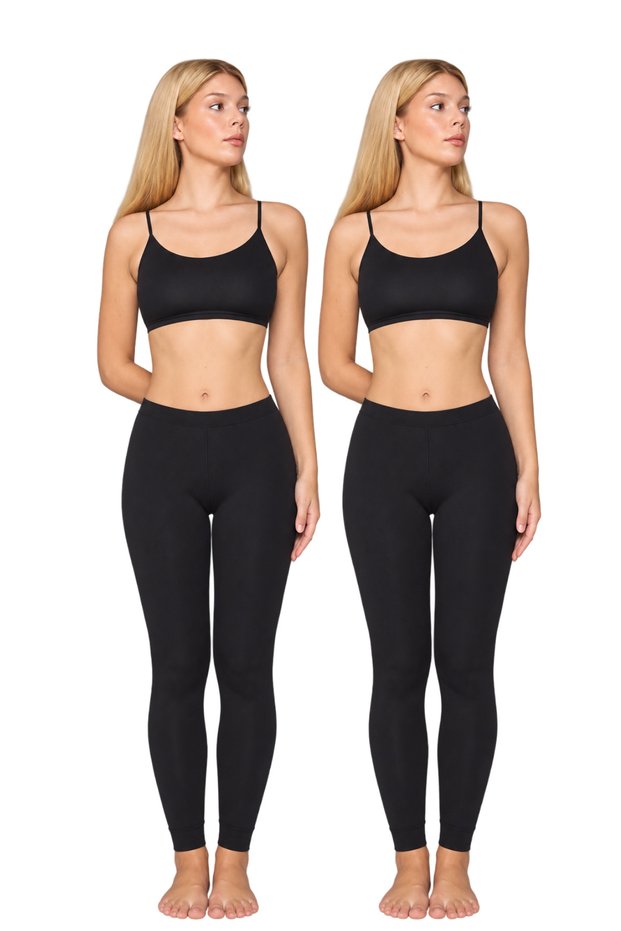 2 Pcs Black Combed Cotton Long Leggings, 95% Cotton 5% Lycra Comfortable Long Leggings, Women's Long Leggings, Combed Cotton Long Leggings, Leggings, Soft Long Leggings, Cotton Leggings, Plus Size Leggings