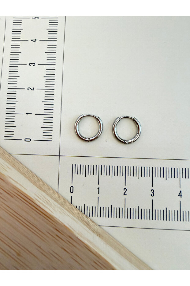 316 L Surgical Steel 1.6Mm*8Mm Steel Hoop Earring Silver