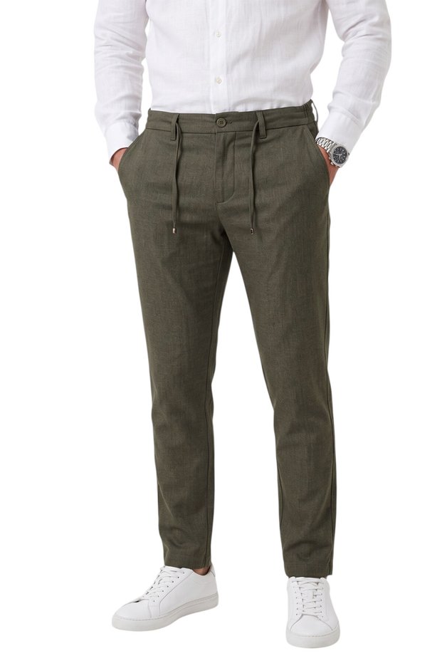 Men's Slim Fit Gray Khaki Fabric Trousers – Drawstring Elastic Waist Lycra Sporty Stylish Trousers 2700252