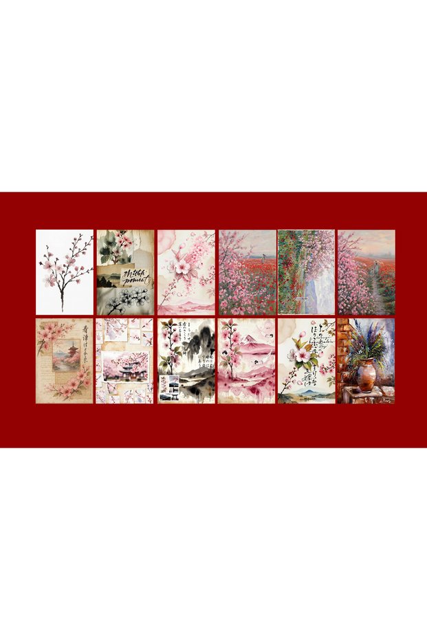 Flower Themed Postcard Set (10X15 cm 12 Pieces)