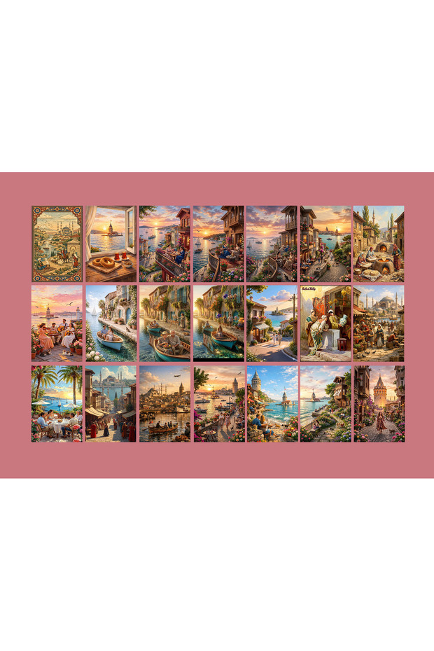 Istanbul Themed Postcard Set (10X15 cm 21 Pieces)