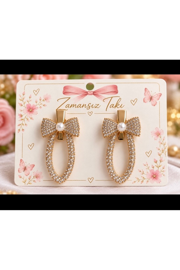 Oval Hair Clip with Stone Bow & Pearl Detail