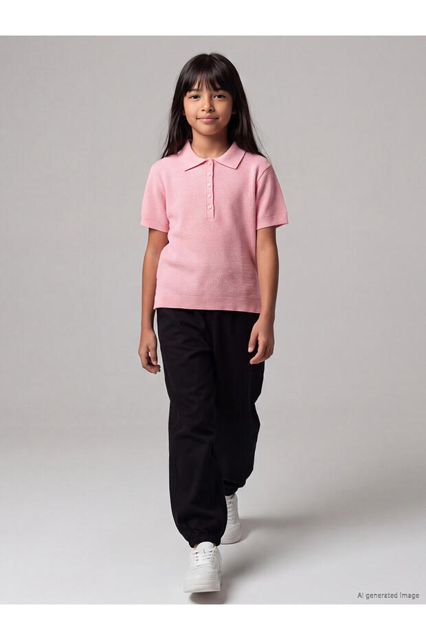 Two Mt Shop Quality Lcw Kids Black Plain Extra Loose & Extra Baggy Elastic Cuff Girls' Jogger Pants