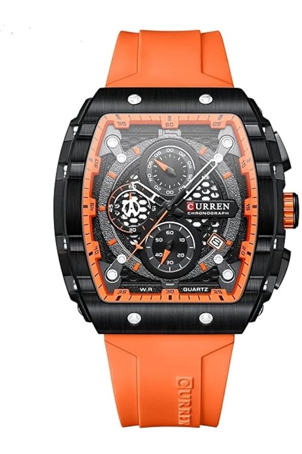 Men's waterproof chronograph watch with silicone strap