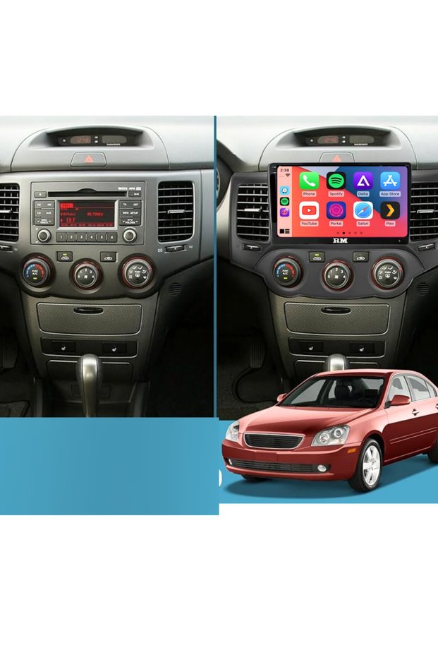 شاشة أندرويد من ROADMASTER لسيارة كيا أوبتيما موديل 2005-2010 مع إطار، تدعم كار بلاي لاسلكي وأندرويد أوتو، وكاميرا خلفية مدمجة بتقنية AHD.