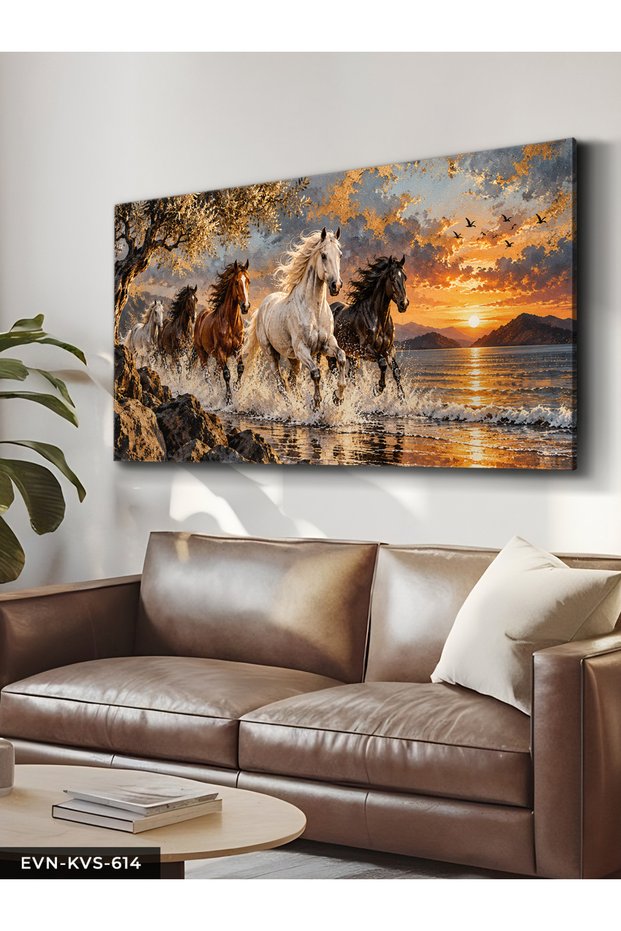 Horses at Sunrise One Piece Canvas - Canvas Art Print