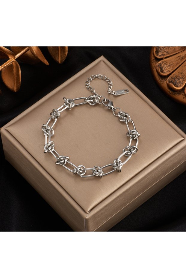 C 316L Stainless Steel Gold Silver Color Twist Knot Necklace Bracelets For Womens Girl New Fashion N