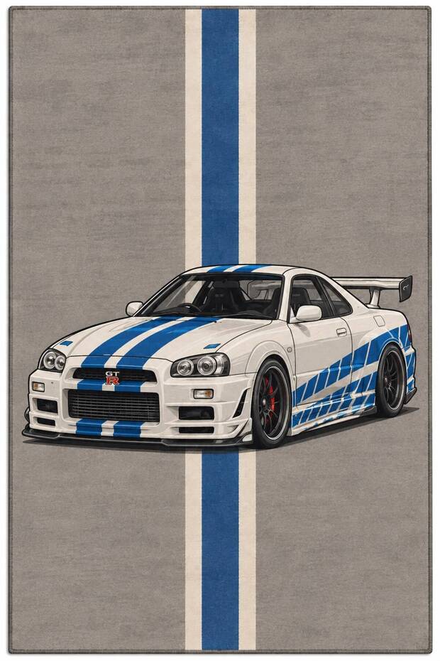 Eta Sports Race Car Patterned Woven Base Decorative Carpet Eta4316