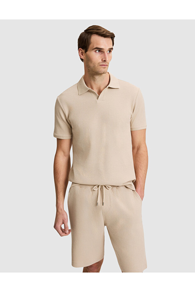 Dark Beige Regular Fit Polo Neck T-Shirt 50321182-Vr088