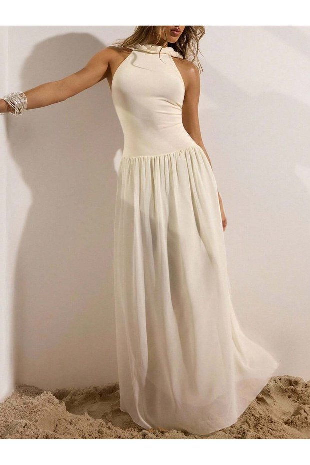 Rochie maxi, kaki